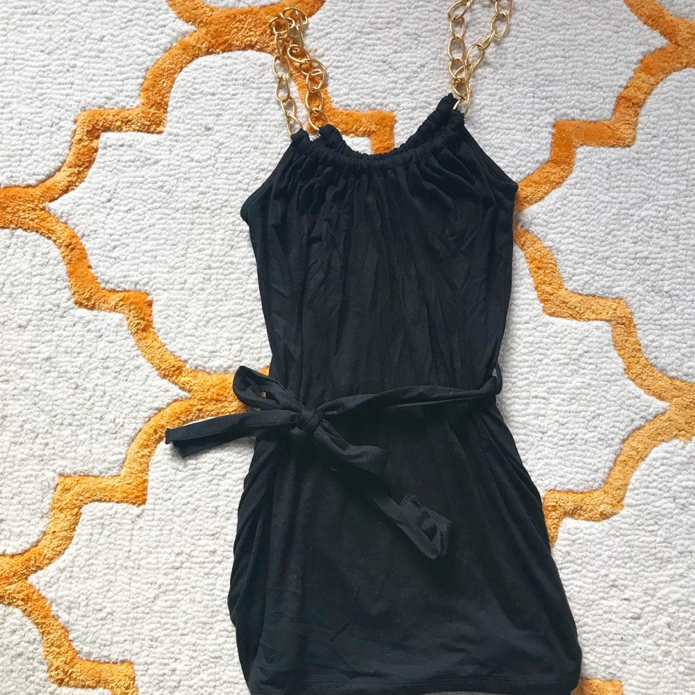 Gilded link strapped black tunic